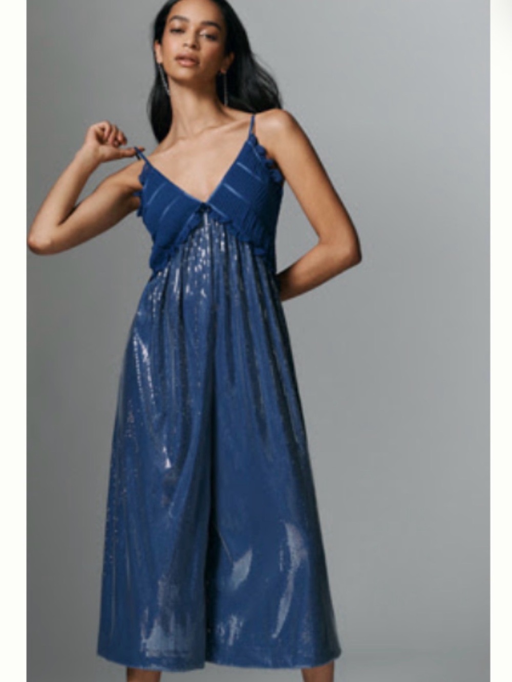 Brand New MAEVE FLUID SHINE RUFFLE CROP JUMPSUIT